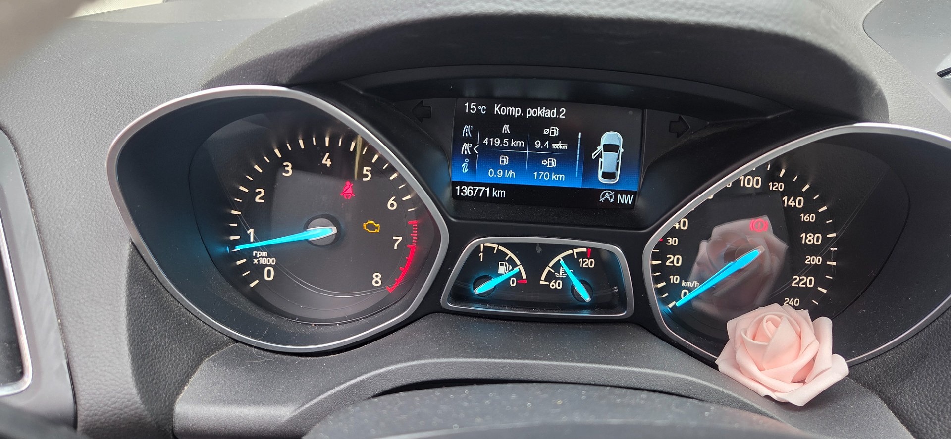 Komunikaty na desce rozdzielczej - FORD KUGA II